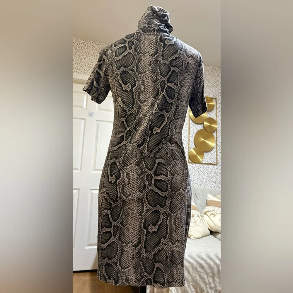 Michael Kors Black and Gray Snake Print Mini Dress - Picture 6 of 7